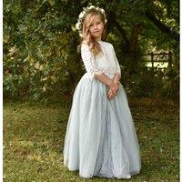 UK Flower Girl Boutique Girl's Felicity Couture Flower Girl Set - Pistachio Green in Light Green | Size: 11-12 Years
