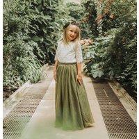 UK Flower Girl Boutique Girl's Felicity Couture Flower Girl Set - Olive Green | Size: 11-12 Years