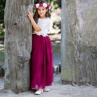 UK Flower Girl Boutique Girl's Felicity Couture Flower Girl Set - Burgundy | Size: 11-12 Years