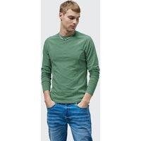Enorsia Men's Cotton Stretch Seam Details Long Sleeve T-shirt in Green | Size: Medium