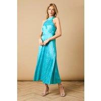 Oasis Women's Bias Halterneck Midi Dress in Aqua | Size: 8