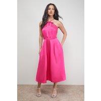 Oasis Women's Lace Detail Midi Prom Dress in Magenta | Size: 14