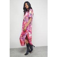 Warehouse Women's Tony Satin Oversized T-Shirt Midi Dress | Size: 12