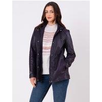 Lakeland Leather Women's 'Patterdale' Hooded Leather Coat in Plum | Size: 12