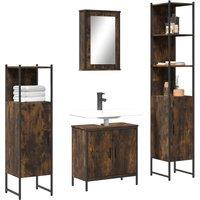 Berkfield Home 4 Piece Bathroom Furniture Set Smoked Oak Engineered Wood in Brown