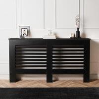 OHS Engineered Wood Radiator Cover Modern Hallway Shelf Furniture in Black