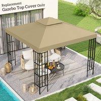 OUTSUNNY 3(m) 2 Tier Garden Gazebo Top Cover Replacement Canopy Roof in Beige