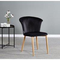 Life Interiors Single Elsa Velvet Dining Chair with Wooden Legs, Curved Back & Comfortable Seating in Black