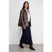Warehouse Women's Denim Fishtail midi skirt in Indigo | Size: 8