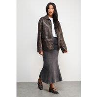Warehouse Women's Denim Fishtail midi skirt in Grey | Size: 8