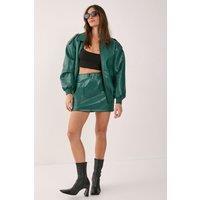NastyGal Women's Textured Faux Leather Pocket Detail Mini Skirt in Forest | Size: 6