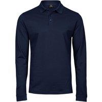 TEE JAYS Men's Luxury Stretch Long-Sleeved Polo Shirt in Navy | Size: 3XL
