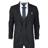 TruClothing Men's IM3 Checked Tailored Fit Suit in Black | Size: 52R