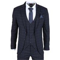 TruClothing Men's IM3 Checked Tailored Fit Suit in Navy | Size: 52R