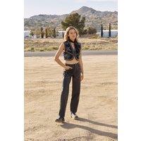 NastyGal Women's Faux Leather Studded Straight Leg Trouser in Black | Size: 12