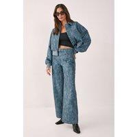 NastyGal Women's Distressed Faux Leather Studded Detail Belted Trouser in Blue | Size: 14