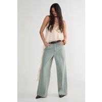 NastyGal Women's Frayed Hem Straight Leg Denim Jeans in Vintage Wash | Size: 12