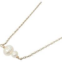 Harfi Women's Dainty Two Freshwater Pearls Gold Plated Necklace in Silver | Size: 18 inches