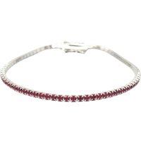 Harfi Women's Garnet Gemstone Silver Tennis Bracelet | Size: 18 inches