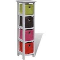 Berkfield Home Storage Rack with Multi-colour Baskets Paulownia Wood in White