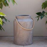 Primrose Tall Round Concrete Milk Can Outoor Garden Planter in Grey 50cm