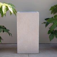 Primrose Ribbed Swirl Design Tall Square Outdoor Planter in White 68cm in Grey
