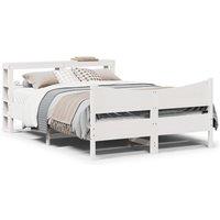 Berkfield Home Bed Frame with Headboard White 120x200 cm Solid Wood Pine | Size: Small Double