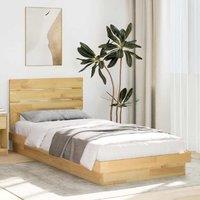 Berkfield Home Bed Frame with Headboard without Mattress 75x190 cm Small Single Solid Wood Oak in Brown