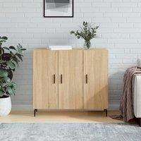 Berkfield Home Sideboard Sonoma Oak 90x34x80 cm Engineered Wood in Brown | Size: 90 x 34 x 80 cm