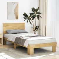Berkfield Home Bed Frame with Headboard without Mattress 75x190 cm Solid Wood Oak in Brown