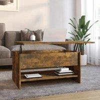 Berkfield Home Coffee Table Smoked Oak 80x50x40 cm Engineered Wood in Brown | Size: 80 x 50 x 40 cm