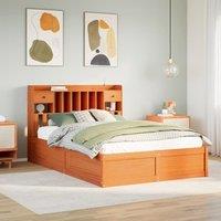 Berkfield Home Bed Frame without Mattress Wax Brown 150x200 cm King Size Solid Wood Pine