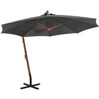 Berkfield Home Hanging Parasol with Pole Anthracite 3.5x2.9 m Solid Fir Wood in Black
