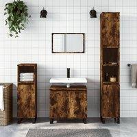 Berkfield Home Bathroom Cabinet Smoked Oak 30x30x190 cm Engineered Wood in Brown | Size: 30 x 30 x 190 cm