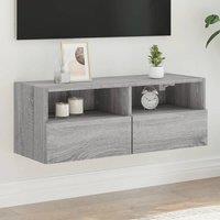 Berkfield Home TV Wall Cabinet Grey Sonoma 80x30x30 cm Engineered Wood | Size: 80 x 30 x 30 cm