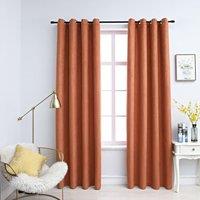 Berkfield Home Blackout Curtains with Metal Rings 2 pcs Rust 140x175 cm in Taupe