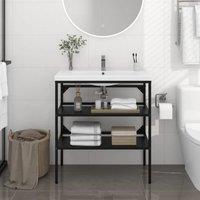 Berkfield Home Bathroom Washbasin Frame Black 79x38x83 cm Iron | Size: 79 x 38 x 83 cm