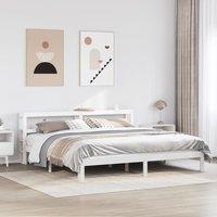 Bed Frame with Headboard without Mattress White 200x200 cm