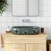 Berkfield Home Countertop Basin Blue Oval 59x40x14 cm Ceramic | Size: 59 x 40 x 14 cm