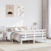 Berkfield Home Bed Frame with Headboard without Mattress White 135x190 cm Double