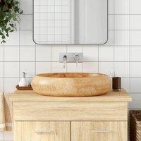 Berkfield Home Countertop Basin Brown Oval 59x40x15 cm Ceramic | Size: 59 x 40 x 15 cm