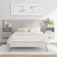 Bed Headboard with Cabinets Concrete Grey Engineered Wood