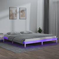 Berkfield Home LED Bed Frame White 180x200 cm Super King Size Solid Wood