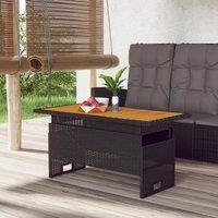Berkfield Home Garden Table Black 100x50x43/63 cm Solid Wood Acacia&Poly Rattan