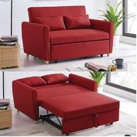 Bravich LTD Dahlia 2-Seater Pull Out Sofa Bed - Convertible Sleeper Sofa in Red | Size: 2 Seater