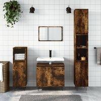 Berkfield Home 3 Piece Bathroom Furniture Set Smoked Oak Engineered Wood in Brown
