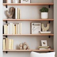 Berkfield Home Wall Shelf 100x20x2 cm Untreated Solid Wood Oak in Brown | Size: 100 x 20 x 2 cm