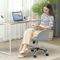 HOMCOM Vanity Chair for Desk, with Height Adjustable, Wheels, Grey in Cream
