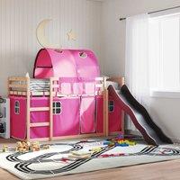 Berkfield Home Bunk Bed without Mattress with Slide & Curtains Pink 90x190 cm Single
