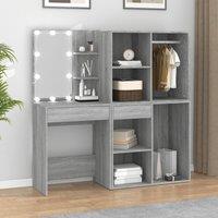 Berkfield Home LED Dressing Table with Cabinets Grey Sonoma Engineered Wood